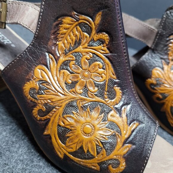 ROPER Mika Floral Leather Peep Toe Shootie Pumps Sandal Sz 10 - Picture 6 of 15